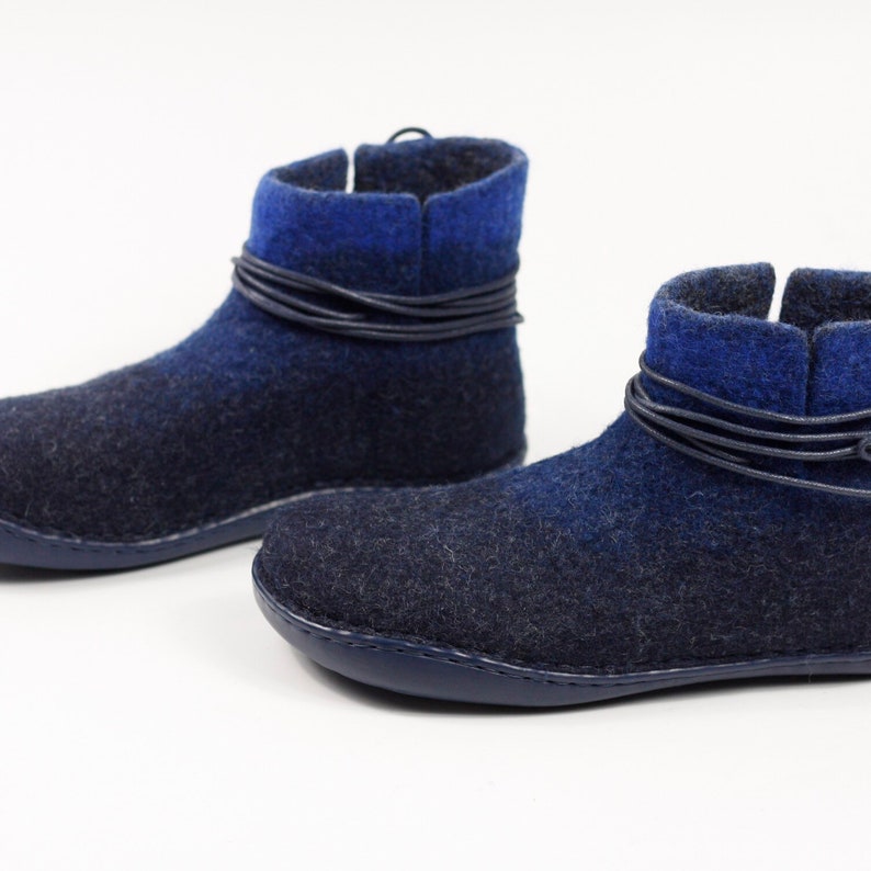 Women's Handmade Felted Wool Ankle Boots Rubber Soles Outdoor