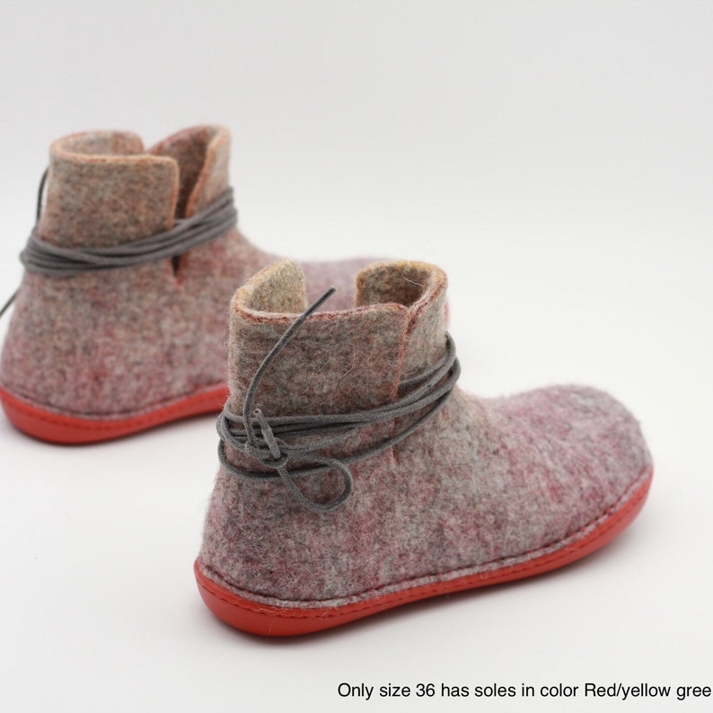 Women's Handmade Felted Wool Ankle Boots Rubber Soles Outdoor