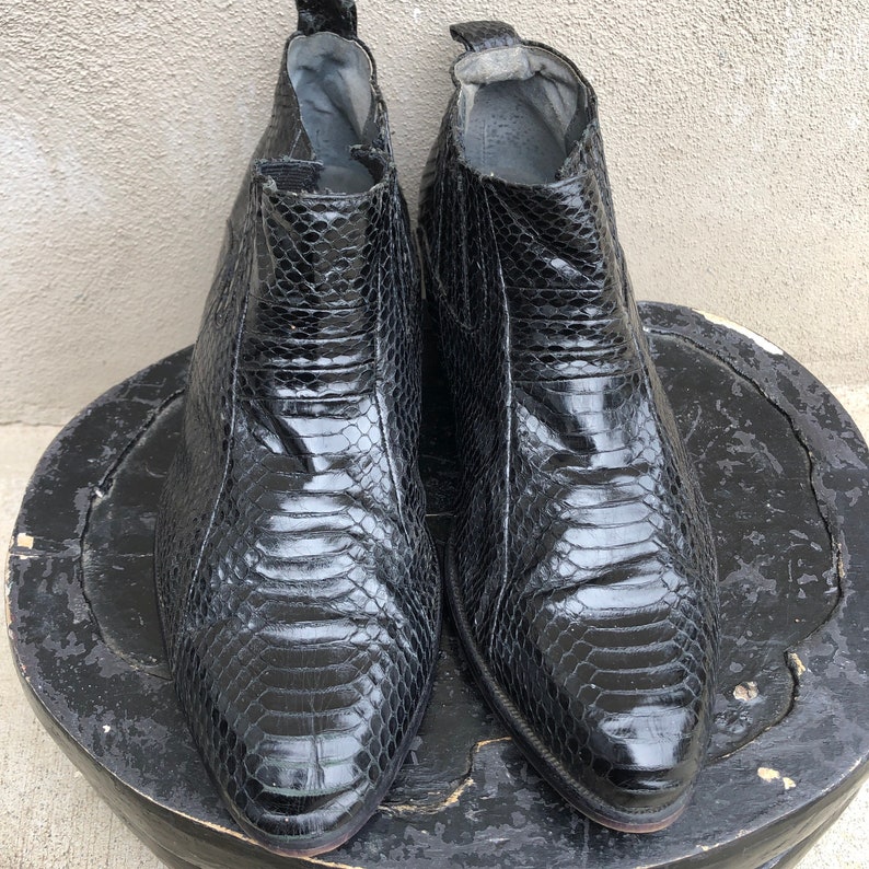 Men's Vintage Stacy Adams Black Boots Genuine SnakeM