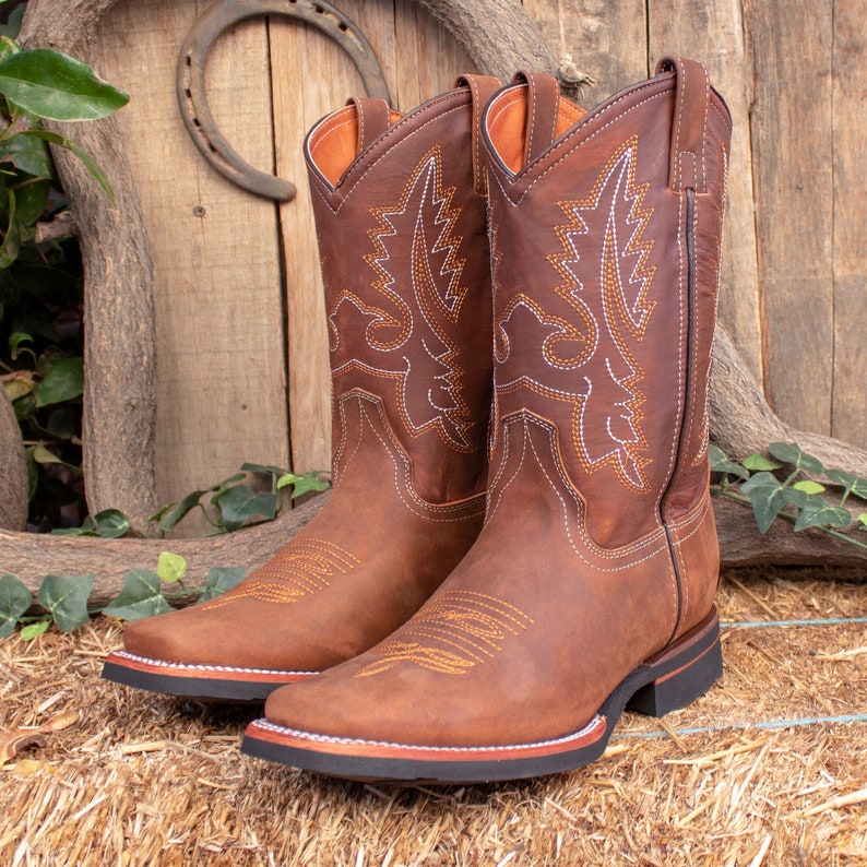 Men's Suede LEATHER COWBOY Western Rodeo Square Toe Boots