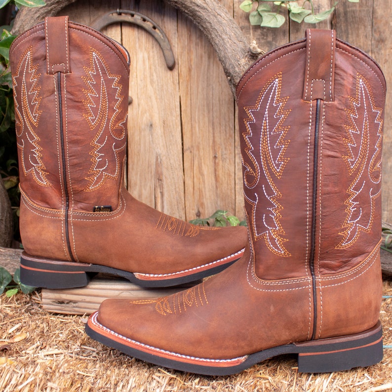 Men's Suede LEATHER COWBOY Western Rodeo Square Toe Boots